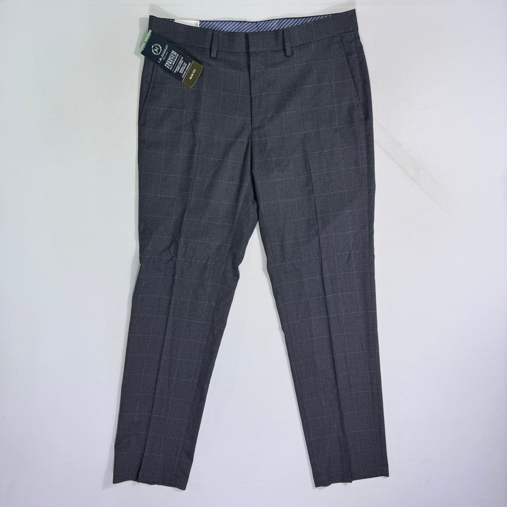 Haggar Mens Premium Stretch Slim Suit Separate Pants 33x30 (33x29.5) Grey Career